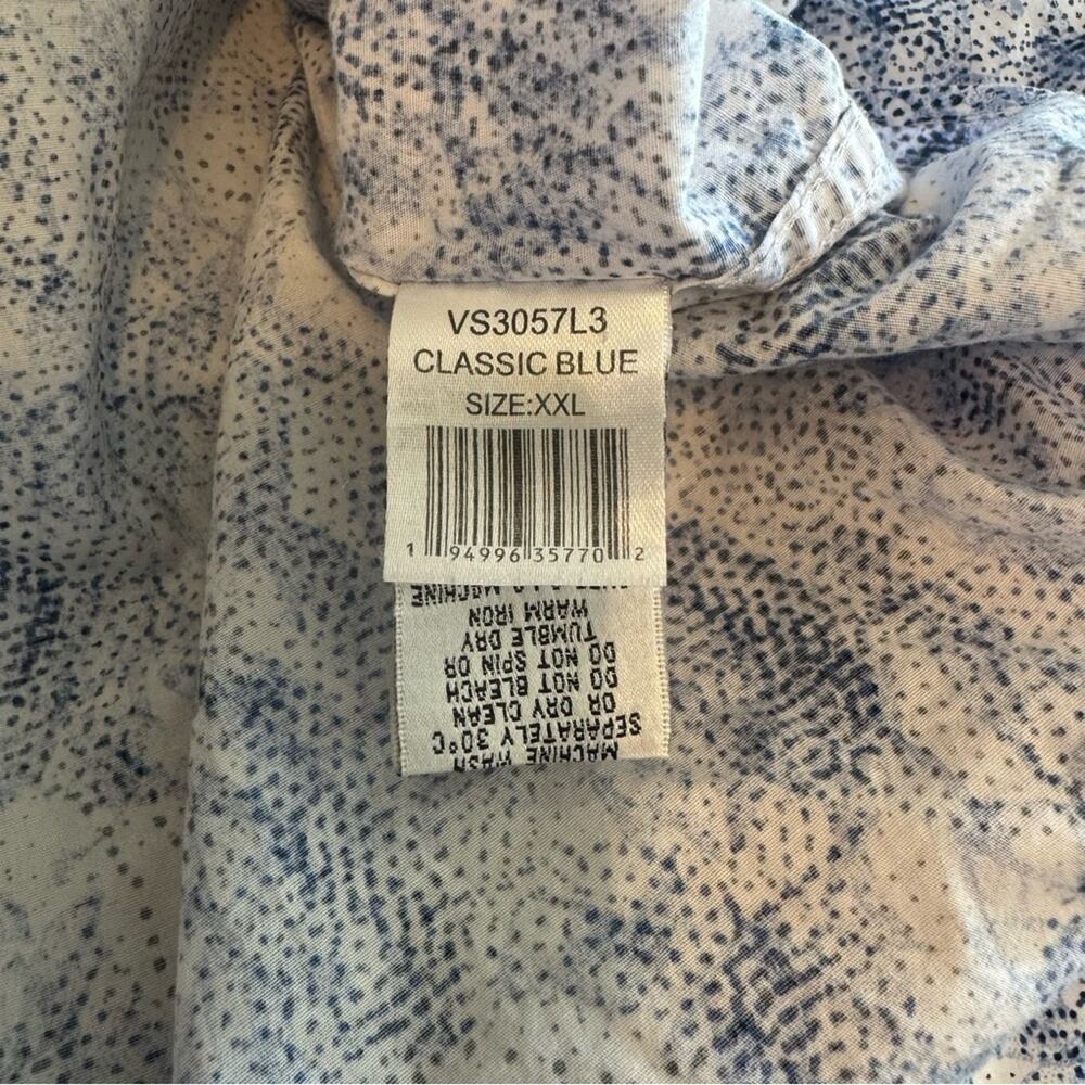 Bugatchi Mens Classic Fit Comfort Stretch Blue and White Abstract Shirt Size XXL - Picture 7 of 9